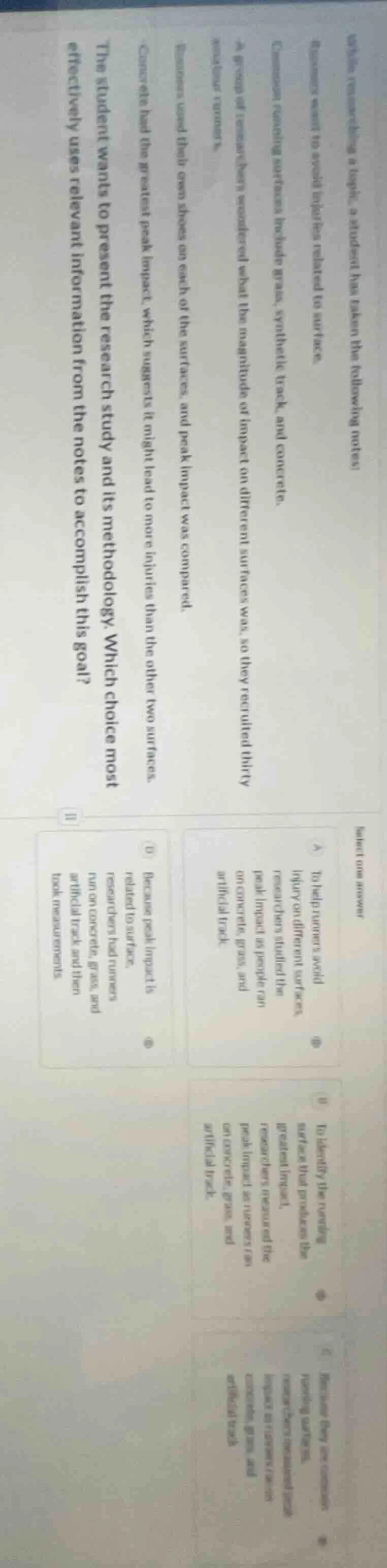 while researching a topic, a student has taken the following notes: - r…