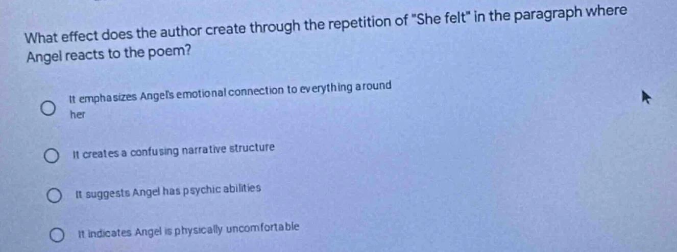what effect does the author create through the repetition of \she felt\…