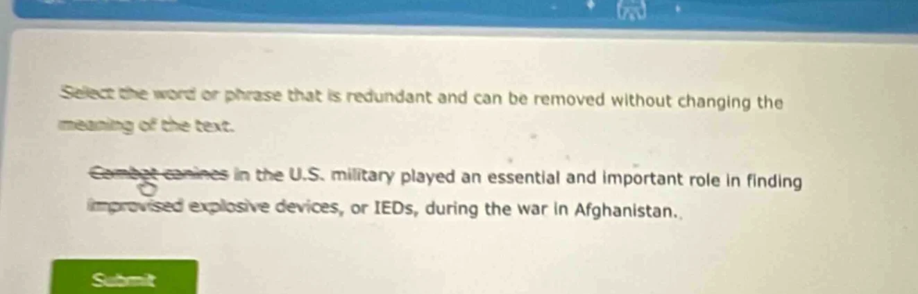 select the word or phrase that is redundant and can be removed without …