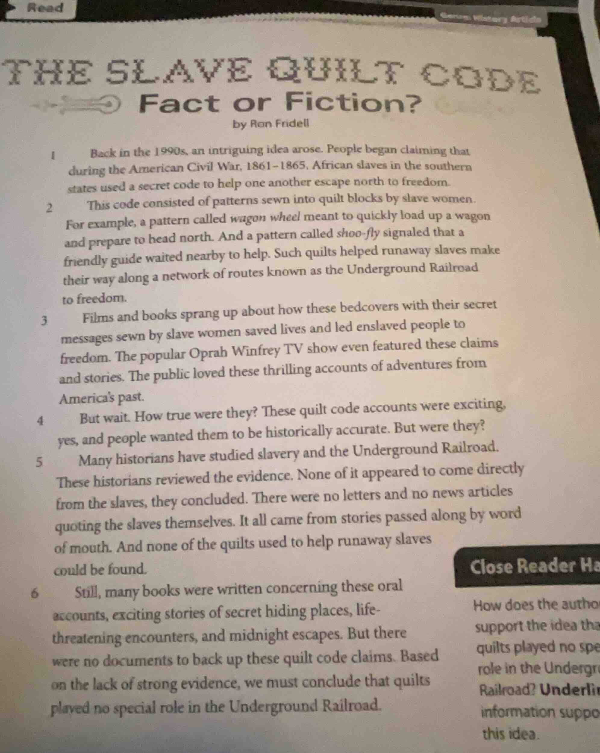 the slave quilt code fact or fiction? by ron fridell 1 back in the 1990…