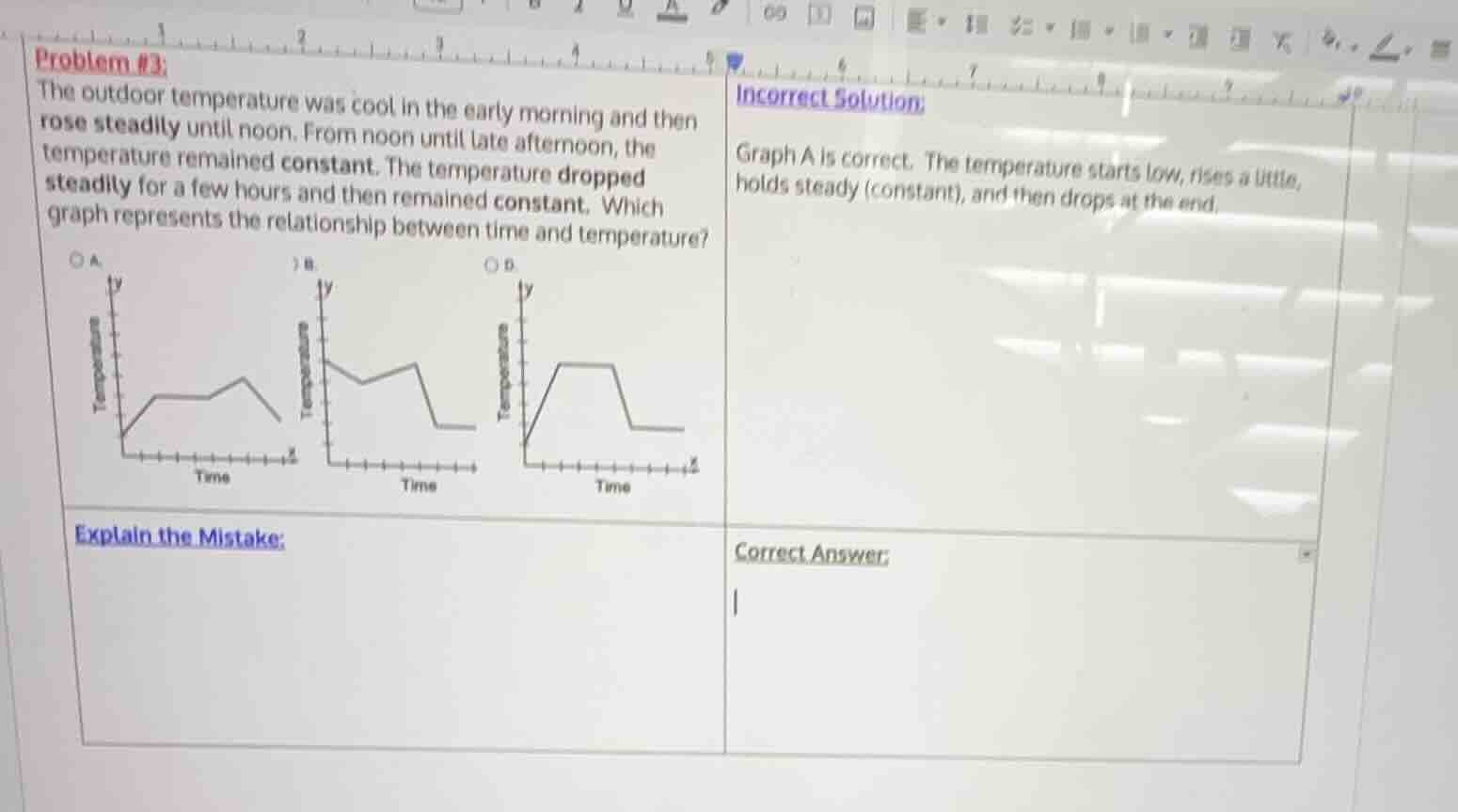 problem #3: the outdoor temperature was cool in the early morning and t…