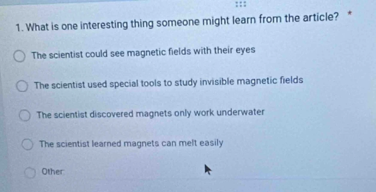 1. what is one interesting thing someone might learn from the article? …