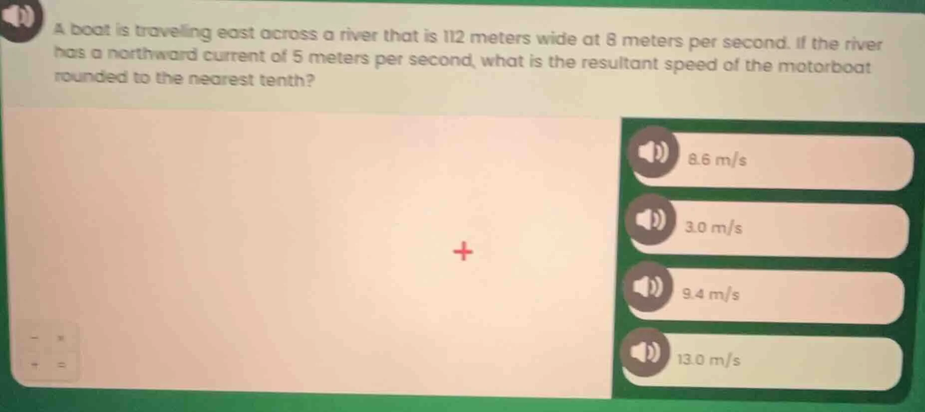 a boat is travelling east across a river that is 112 meters wide at 8 m…