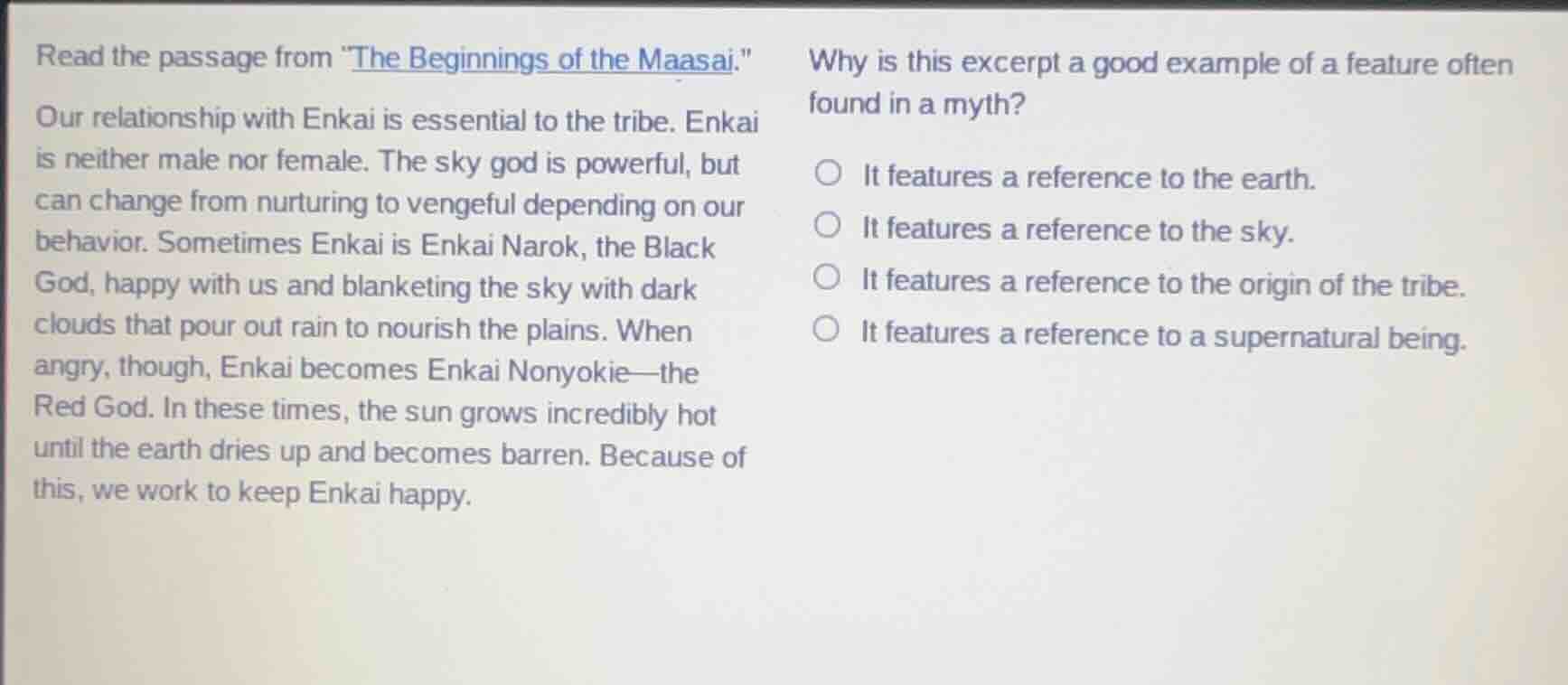 read the passage from \the beginnings of the maasai.\ our relationship …