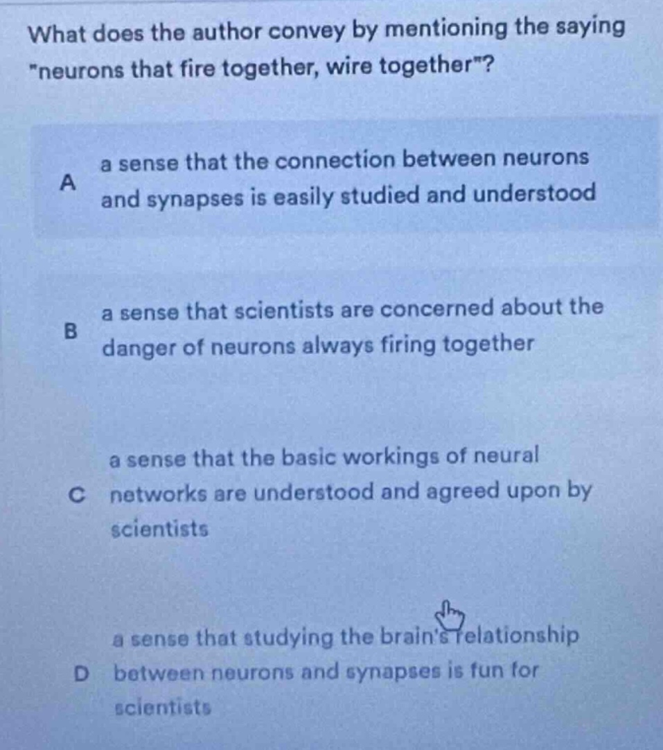 what does the author convey by mentioning the saying eurons that fire t…