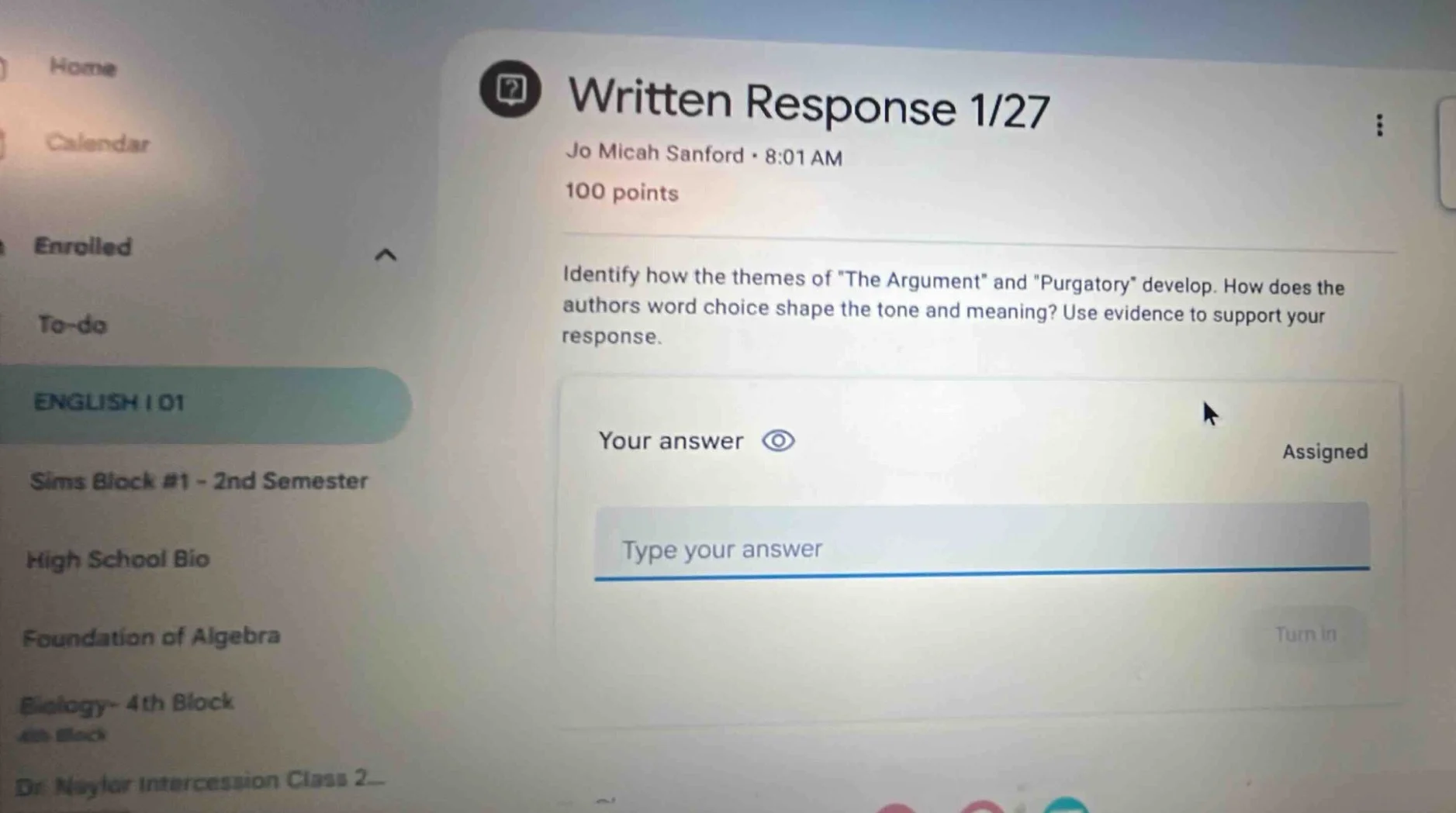 written response 1/27 jo micah sanford · 8:01 am 100 points identify ho…