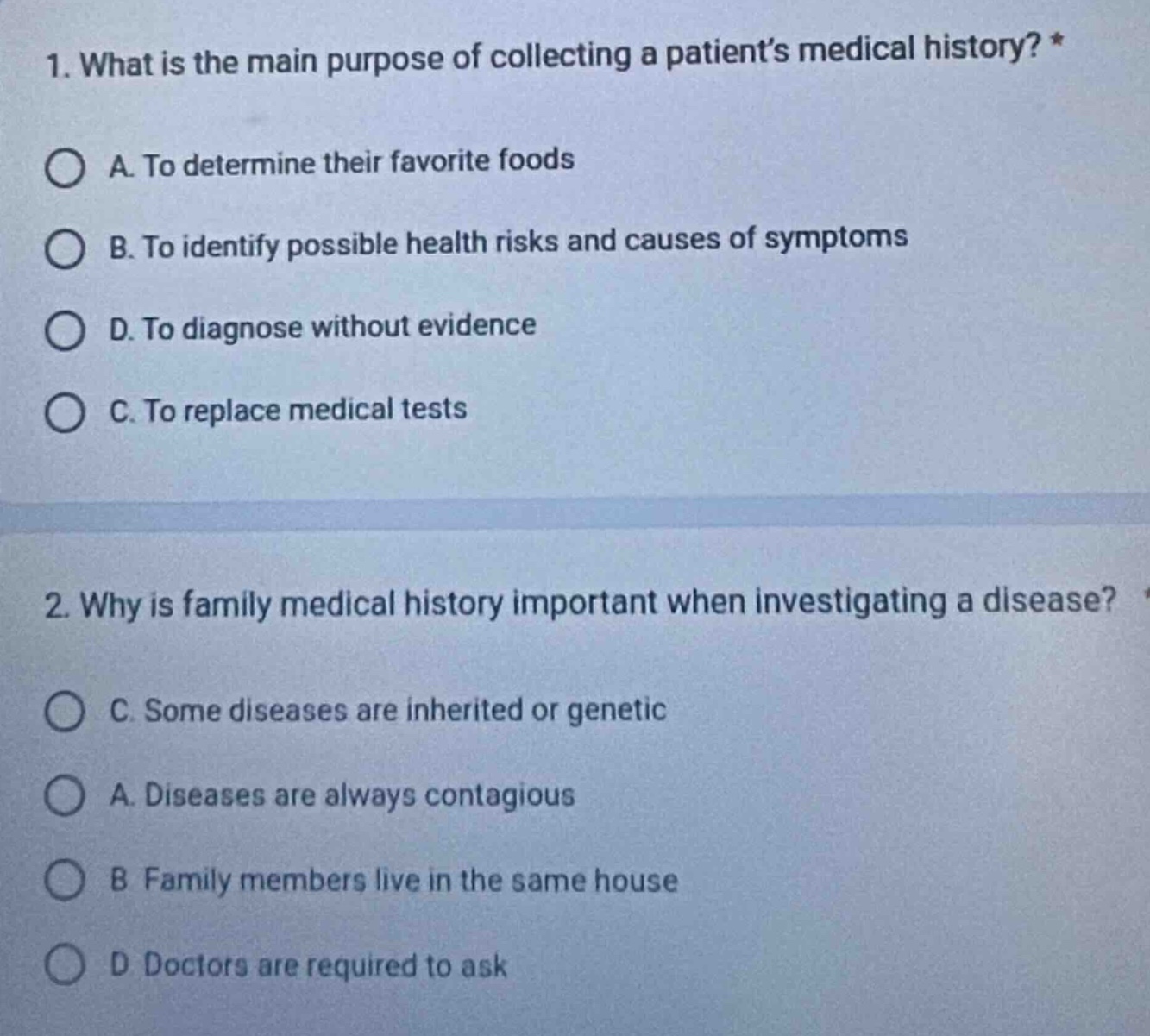 1. what is the main purpose of collecting a patient’s medical history? …