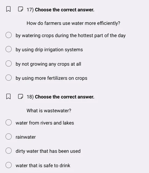 17) choose the correct answer. how do farmers use water more efficientl…