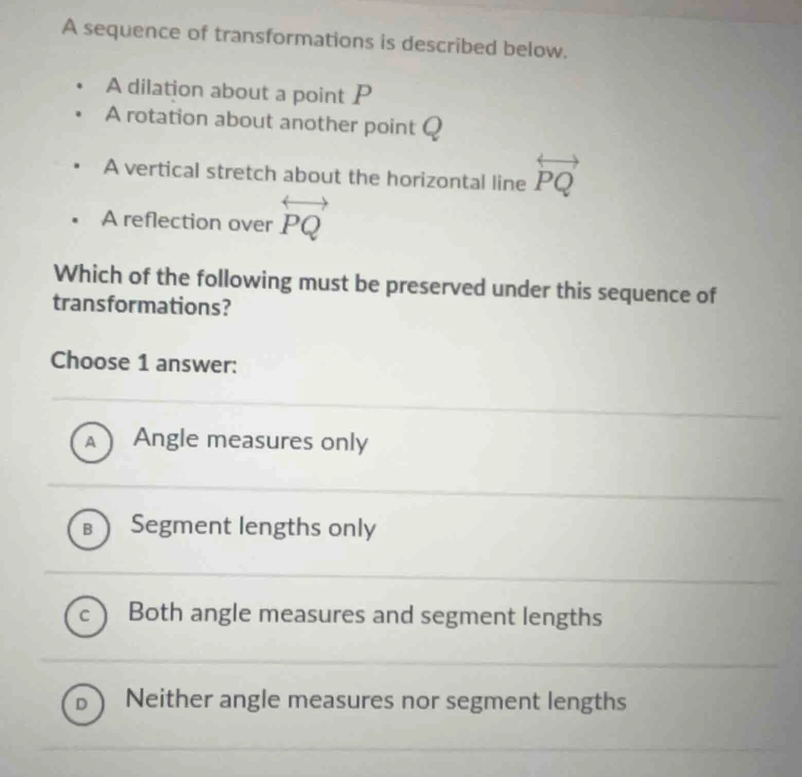 a sequence of transformations is described below. - a dilation about a …