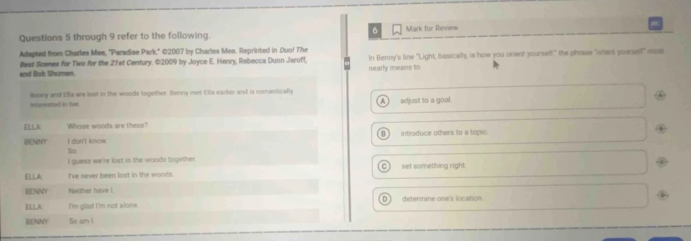 questions 5 through 9 refer to the following. adapted from charles mee,…
