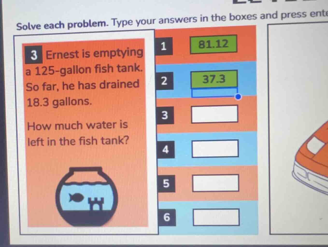 solve each problem. type your answers in the boxes and press ente 3 ern…