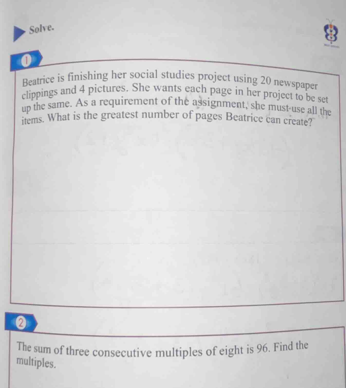 solve. 1 beatrice is finishing her social studies project using 20 news…