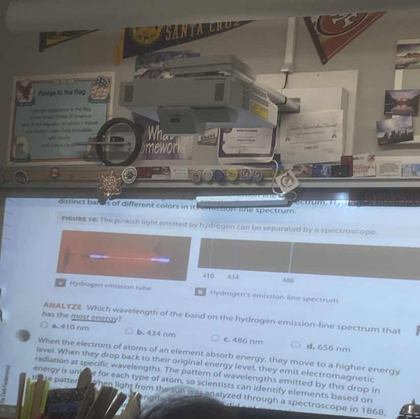 distinct bands of different colors in its emission - line spectrum. fig…