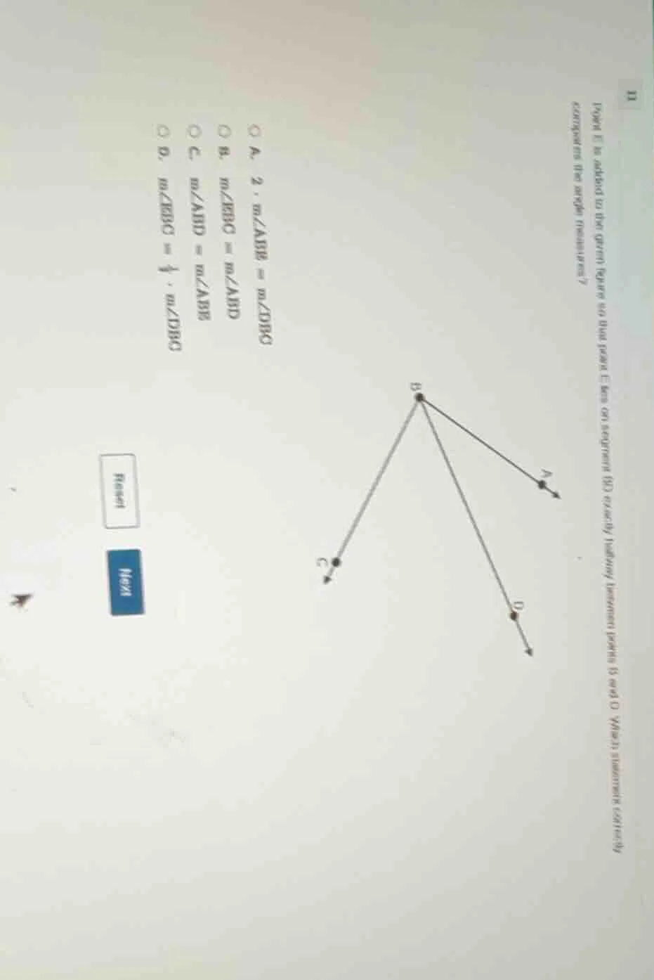 point e is added to the given figure so that point e lies on segment bd…