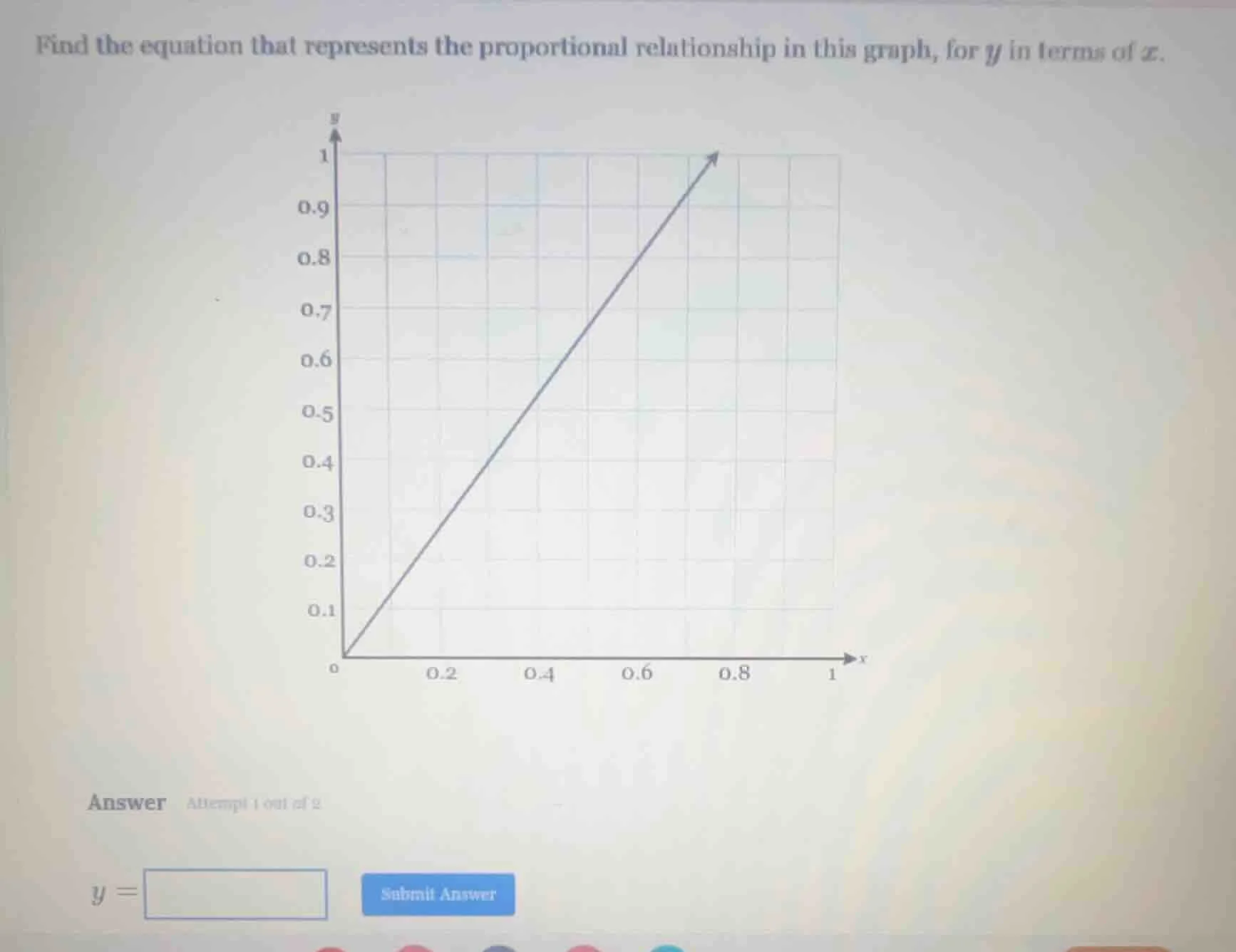 find the equation that represents the proportional relationship in this…