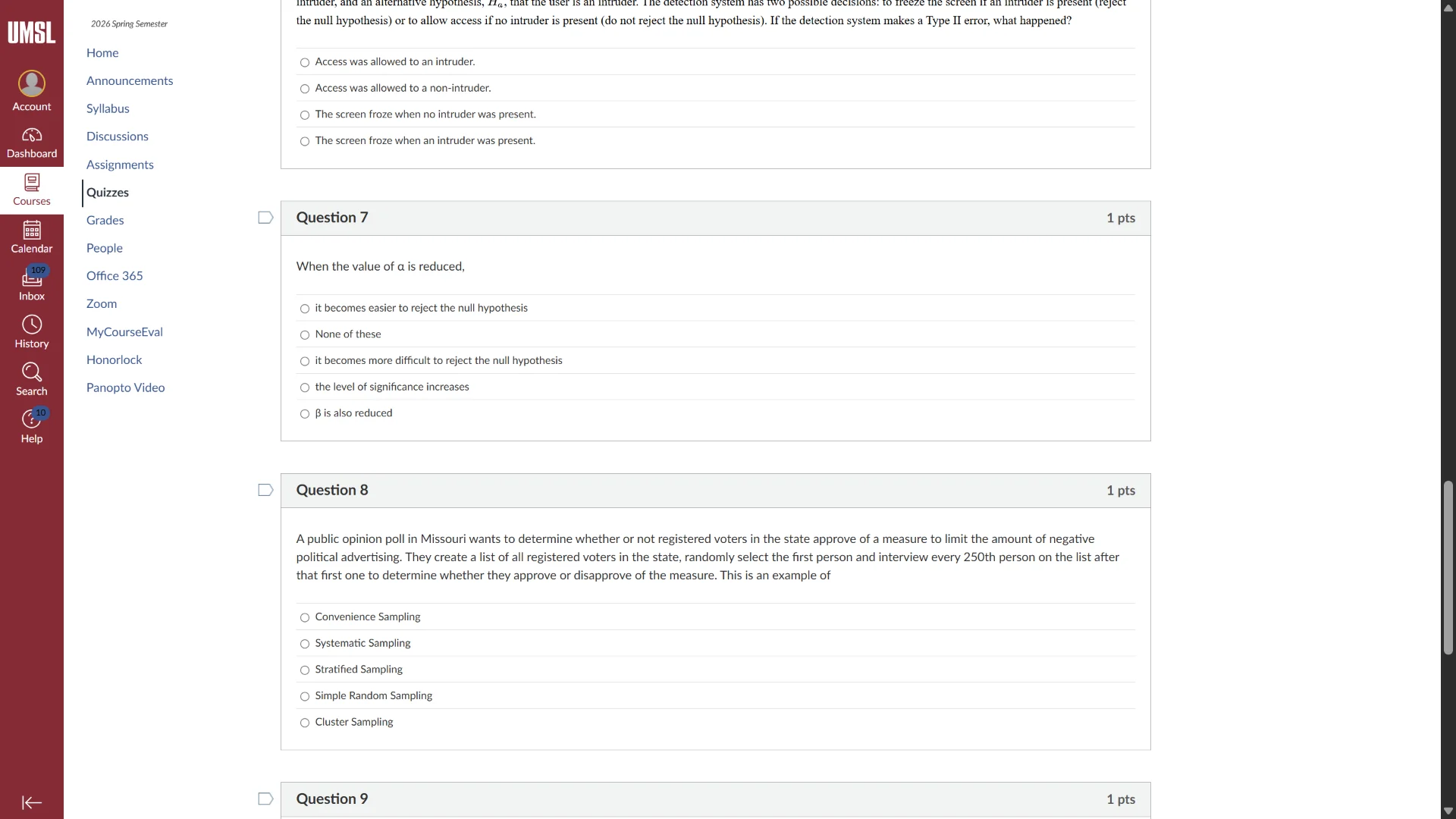 question 7 1 pts when the value of a is reduced, it becomes easier to r…