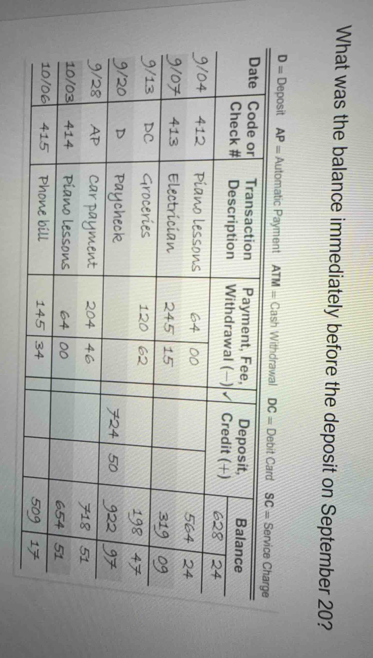 what was the balance immediately before the deposit on september 20? d …
