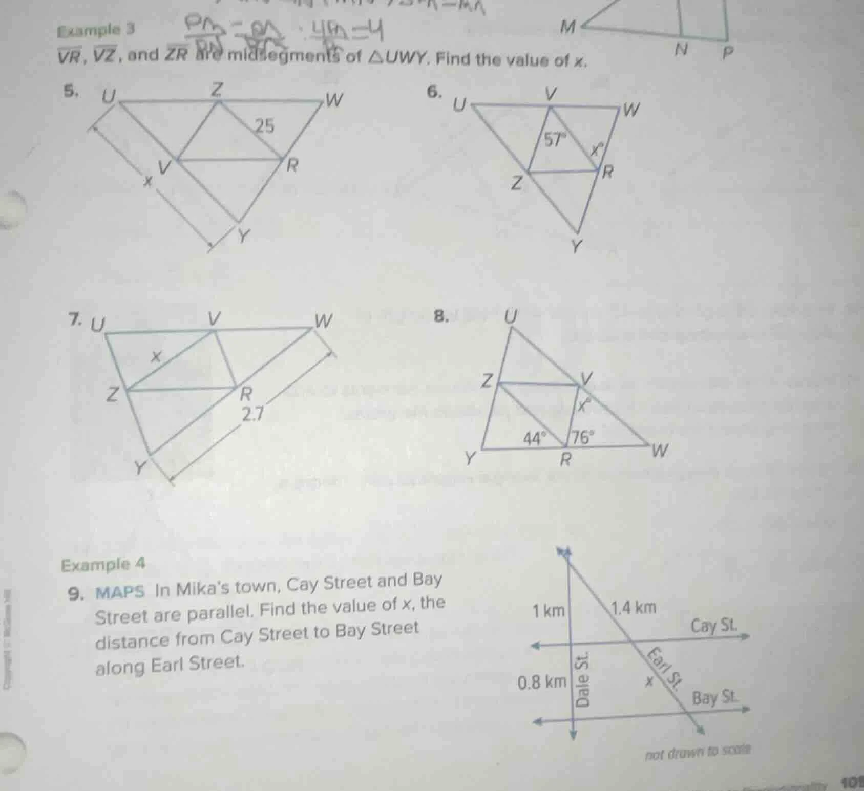example 3 $overline{vr}$, $overline{vz}$, and $overline{zr}$ are midseg…
