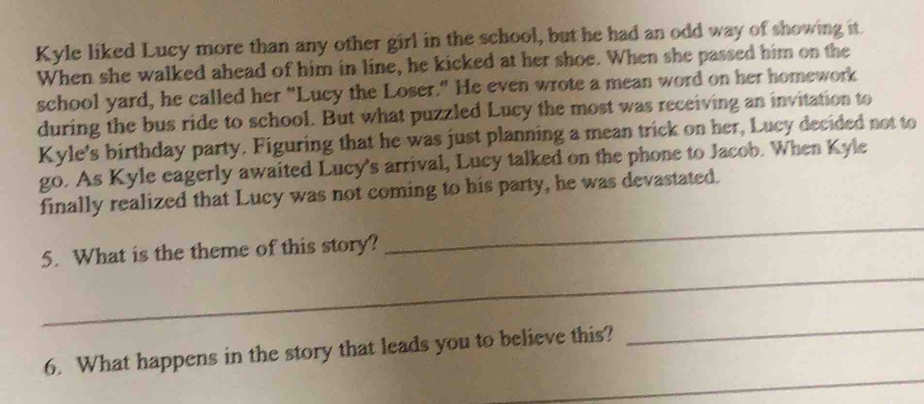 kyle liked lucy more than any other girl in the school, but he had an o…