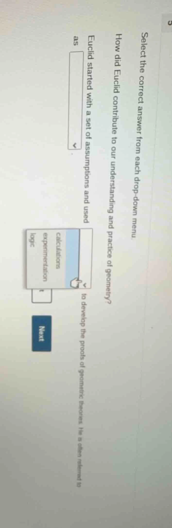 select the correct answer from each drop - down menu. how did euclid co…