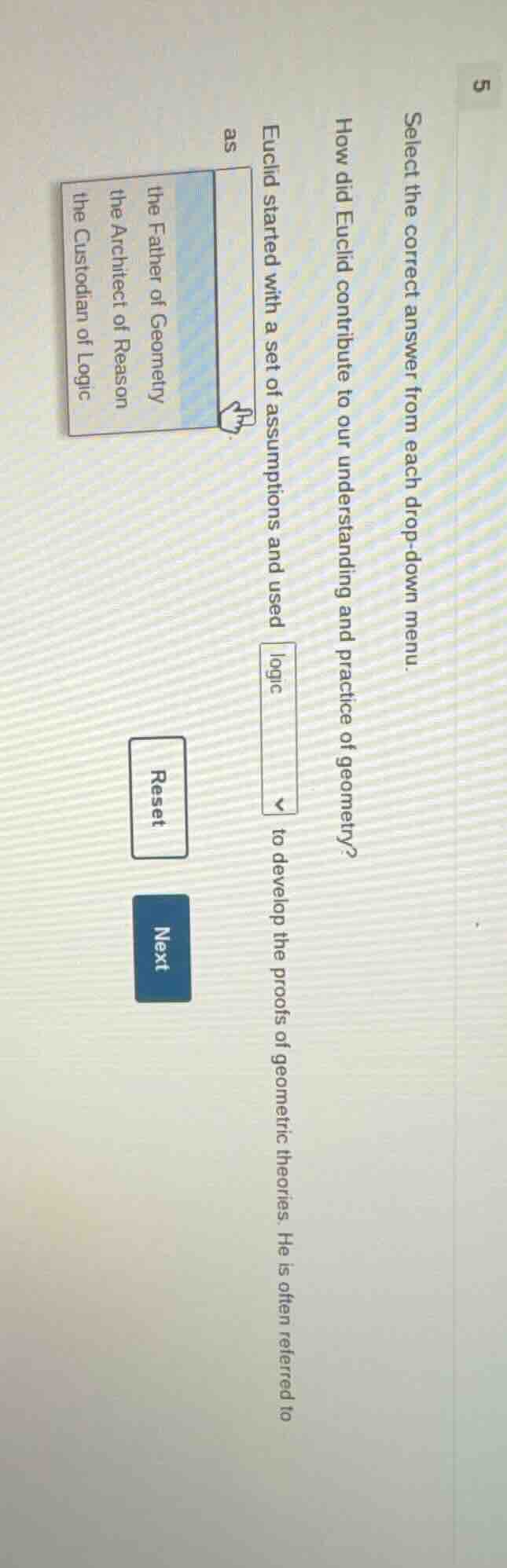 select the correct answer from each drop - down menu. how did euclid co…