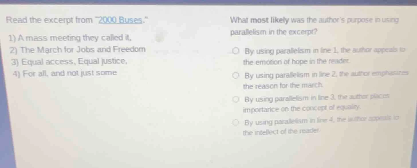 read the excerpt from \2000 buses.\ 1) a mass meeting they called it, 2…
