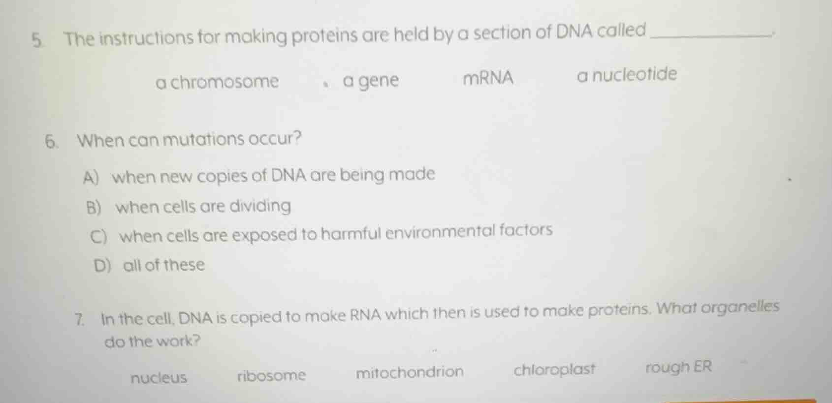 5. the instructions for making proteins are held by a section of dna ca…