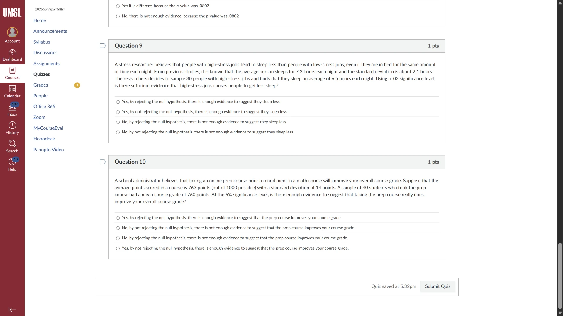 question 9 1 pts a stress researcher believes that people with high - s…