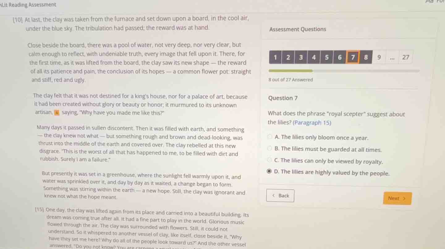 lit reading assessment 10 at last, the clay was taken from the furnace …