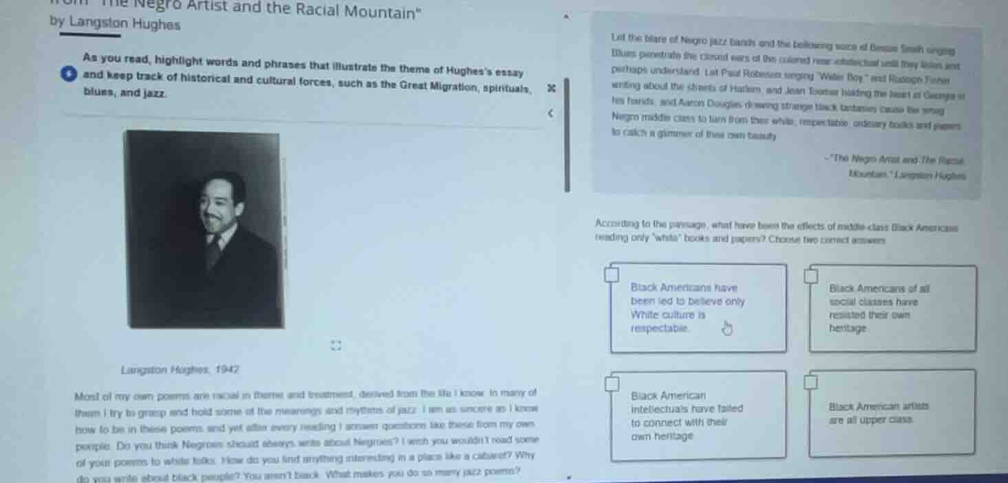 from the negro artist and the racial mountain by langston hughes as you…