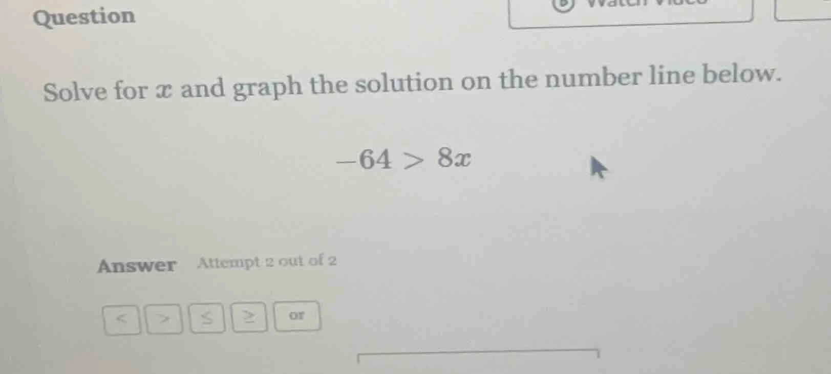 question solve for ( x ) and graph the solution on the number line belo…