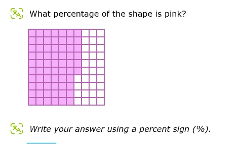 what percentage of the shape is pink? write your answer using a percent…