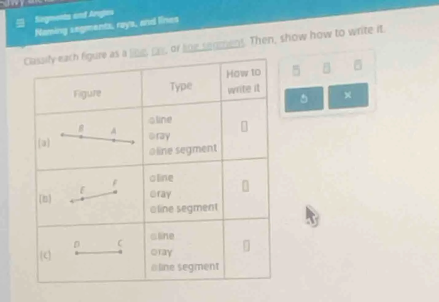 segments and angles naming segments, rays, and lines classify each figu…