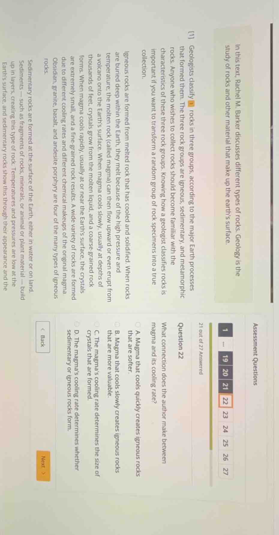 question 22 what connection does the author make between magma and its …