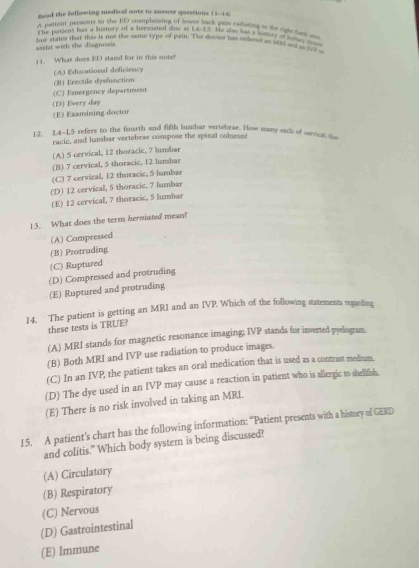 read the following medical note to answer questions 11–14: a patient pr…