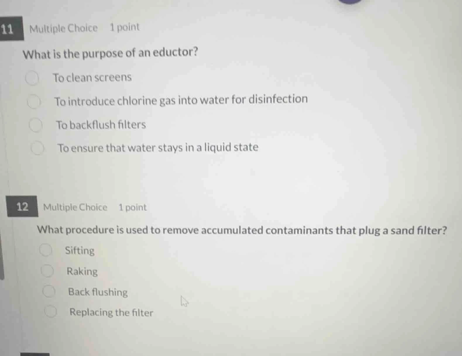 11 multiple choice 1 point what is the purpose of an educter? to clean …