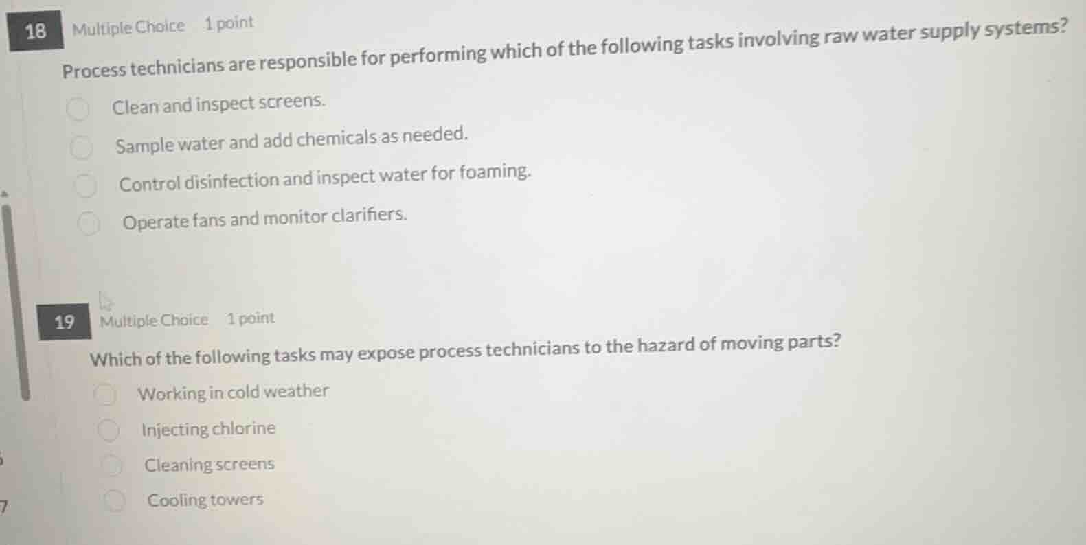 18 multiple choice 1 point process technicians are responsible for perf…