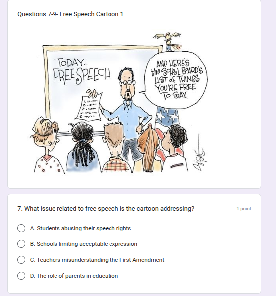 questions 7-9- free speech cartoon 1 7. what issue related to free spee…