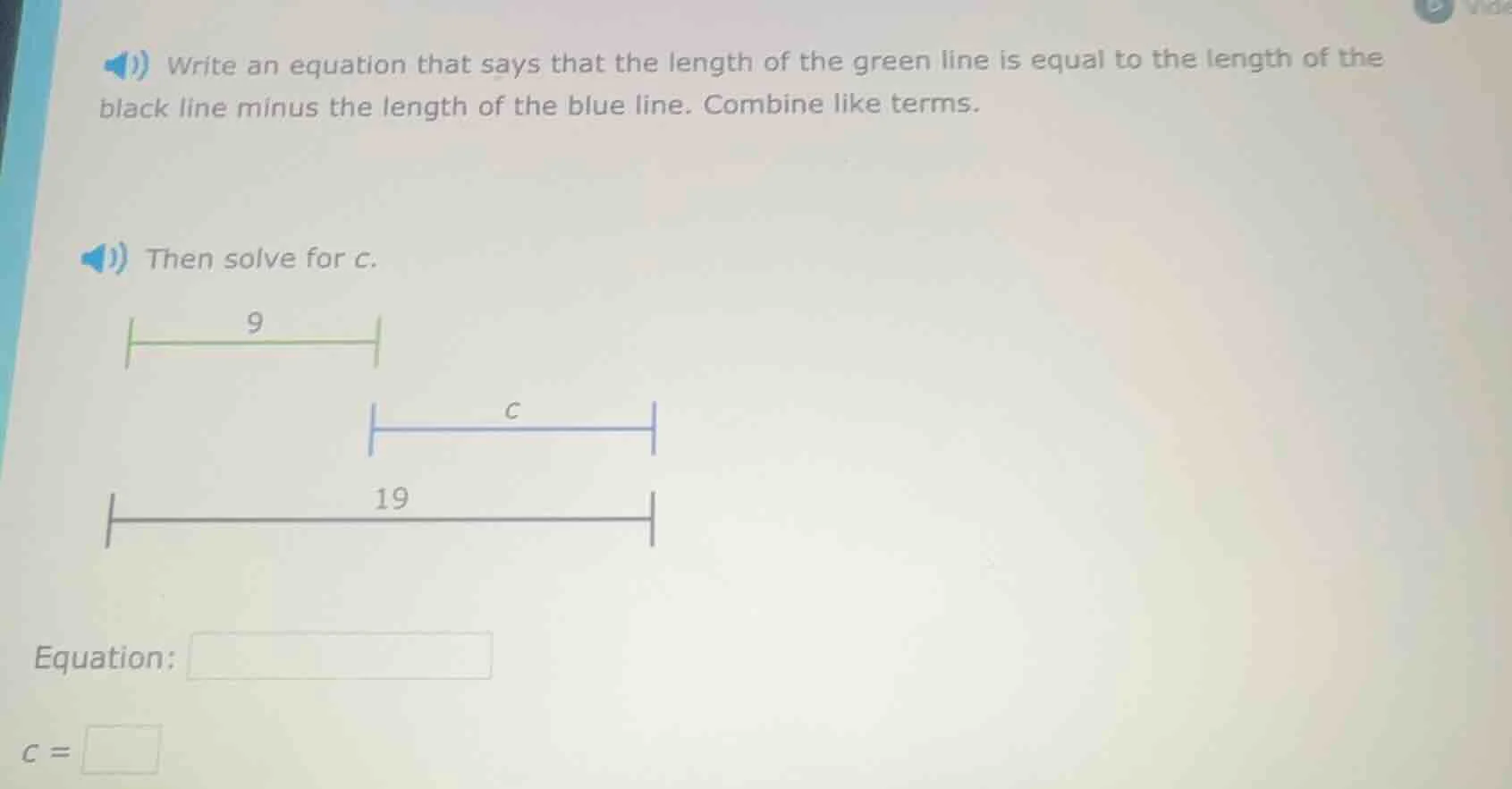 write an equation that says that the length of the green line is equal …