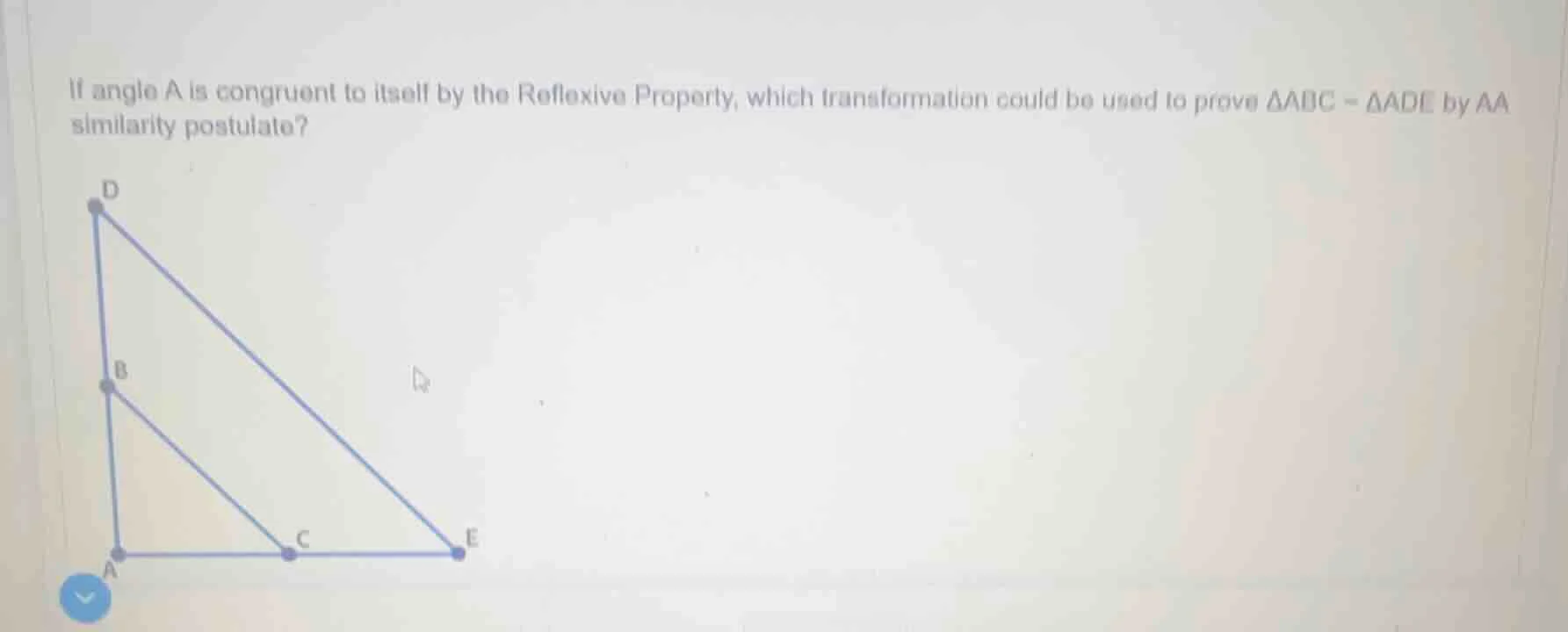 if angle a is congruent to itself by the reflexive property, which tran…
