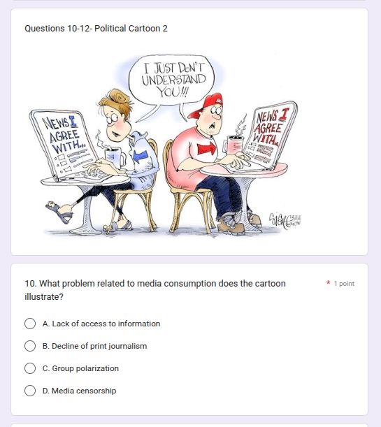 questions 10-12- political cartoon 2 10. what problem related to media …