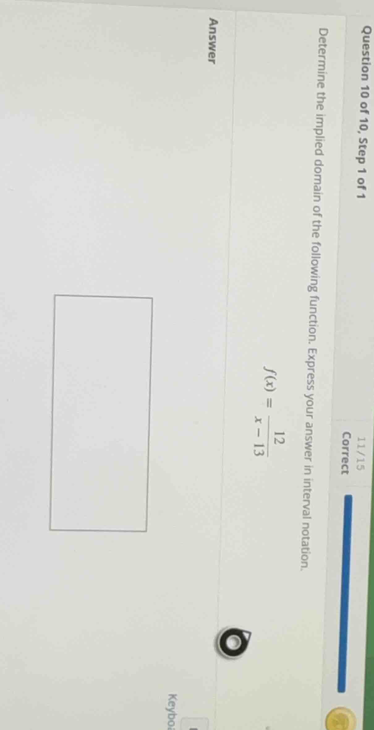 question 10 of 10, step 1 of 1 determine the implied domain of the foll…