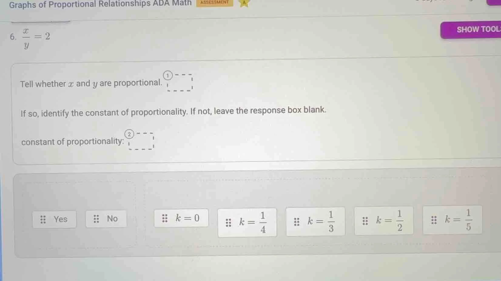 graphs of proportional relationships ada math assessment 6. \\(\\frac{x…