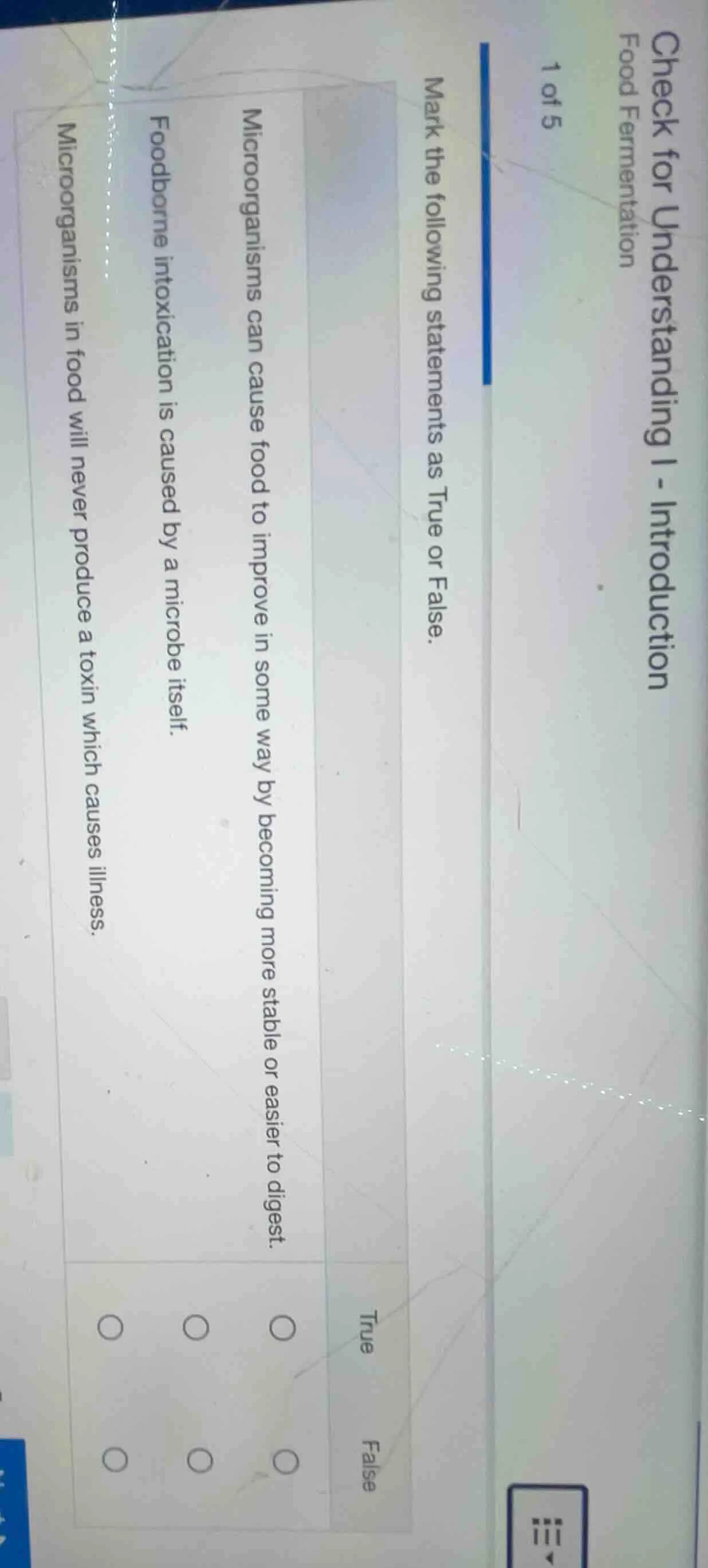 check for understanding i - introduction food fermentation 1 of 5 mark …