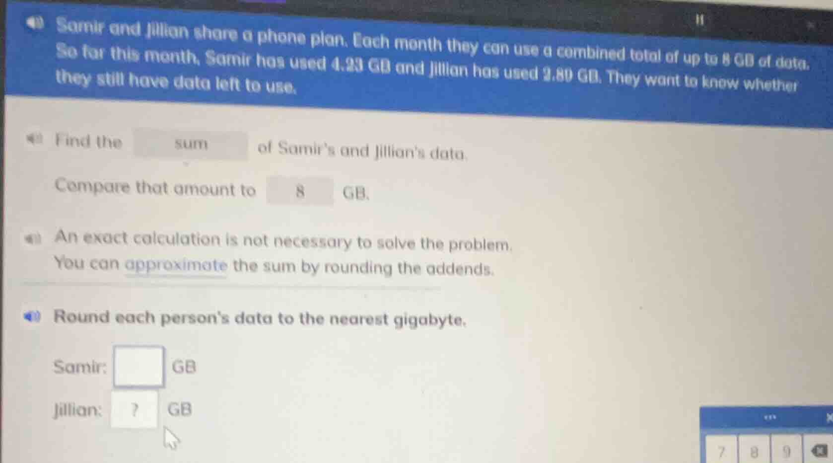 samir and jillian share a phone plan. each month they can use a combine…