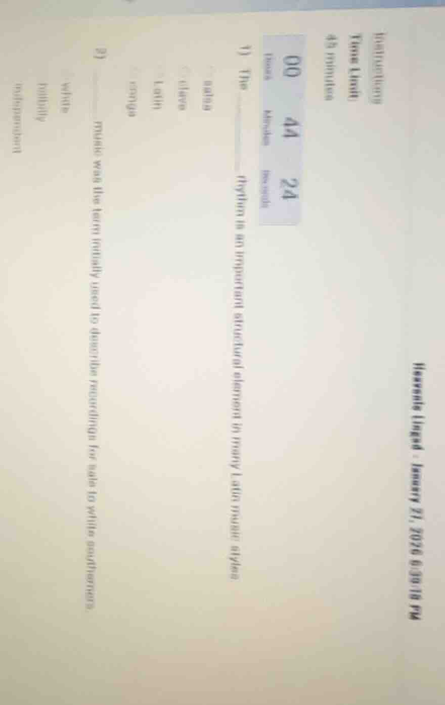 instructions time limit: 45 minutes 1) the ____ rhythm is an important …