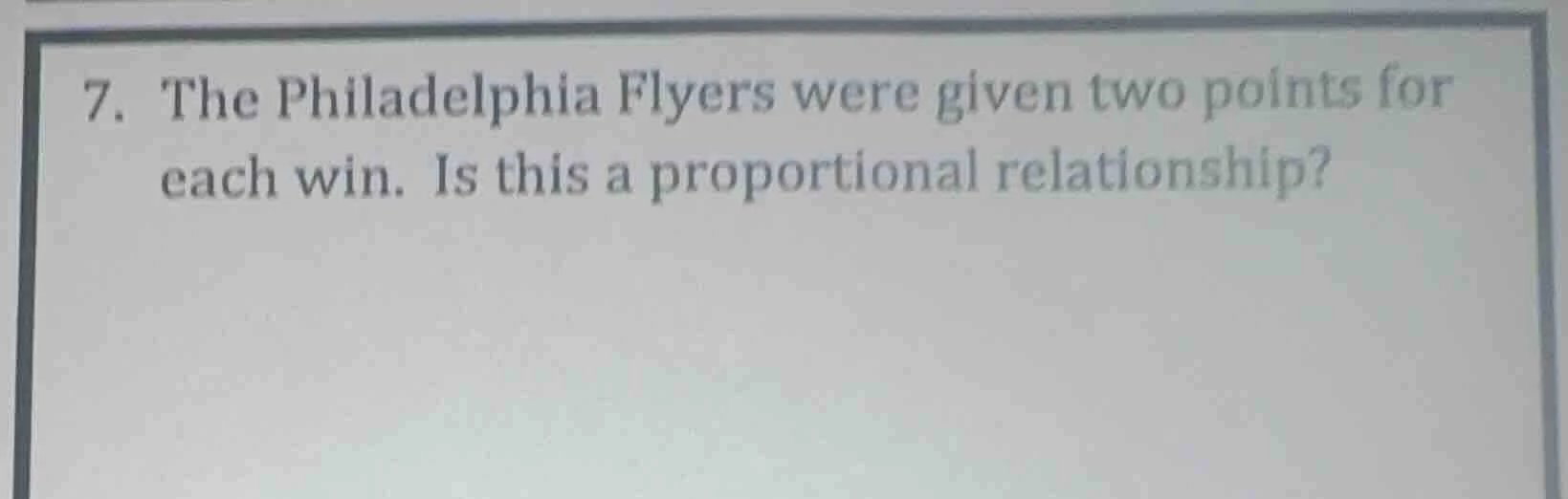 7. the philadelphia flyers were given two points for each win. is this …