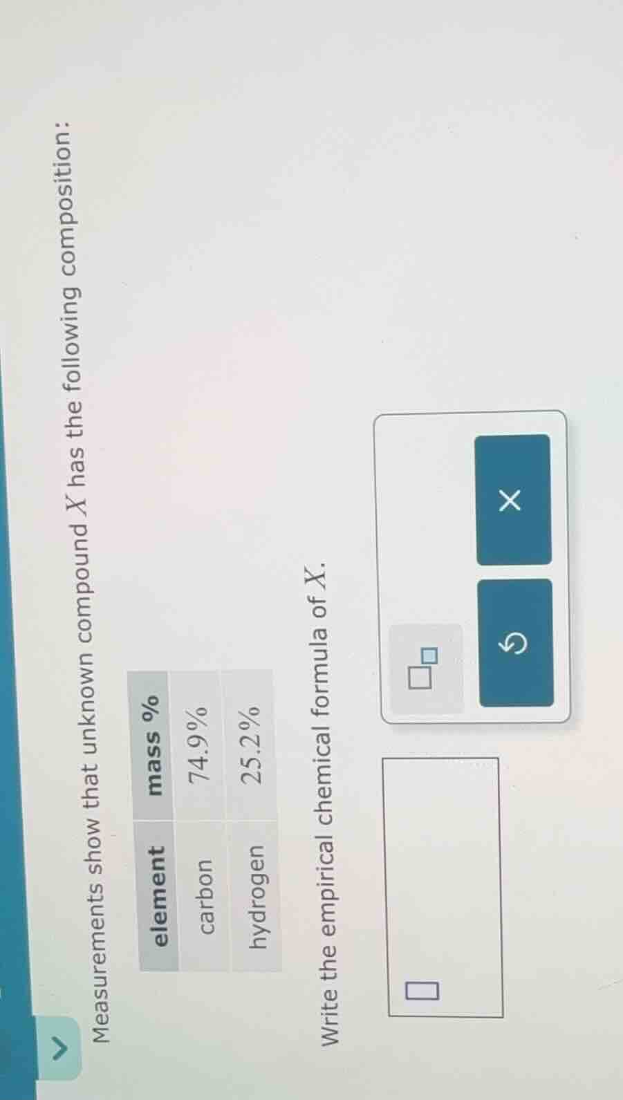 measurements show that unknown compound x has the following composition…