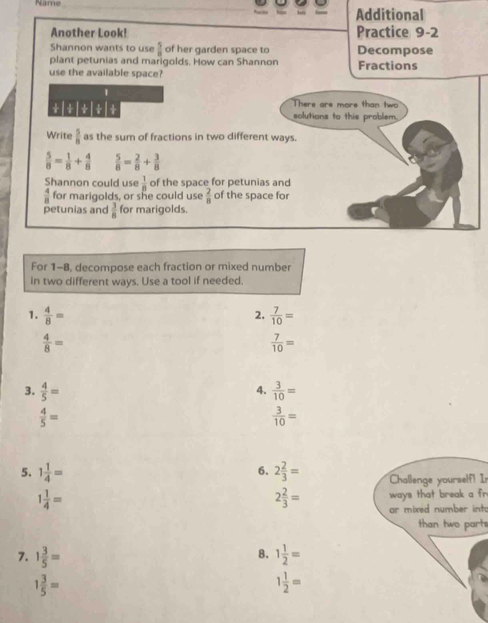 name another look! shannon wants to use \\(\\frac{5}{8}\\) of her garde…