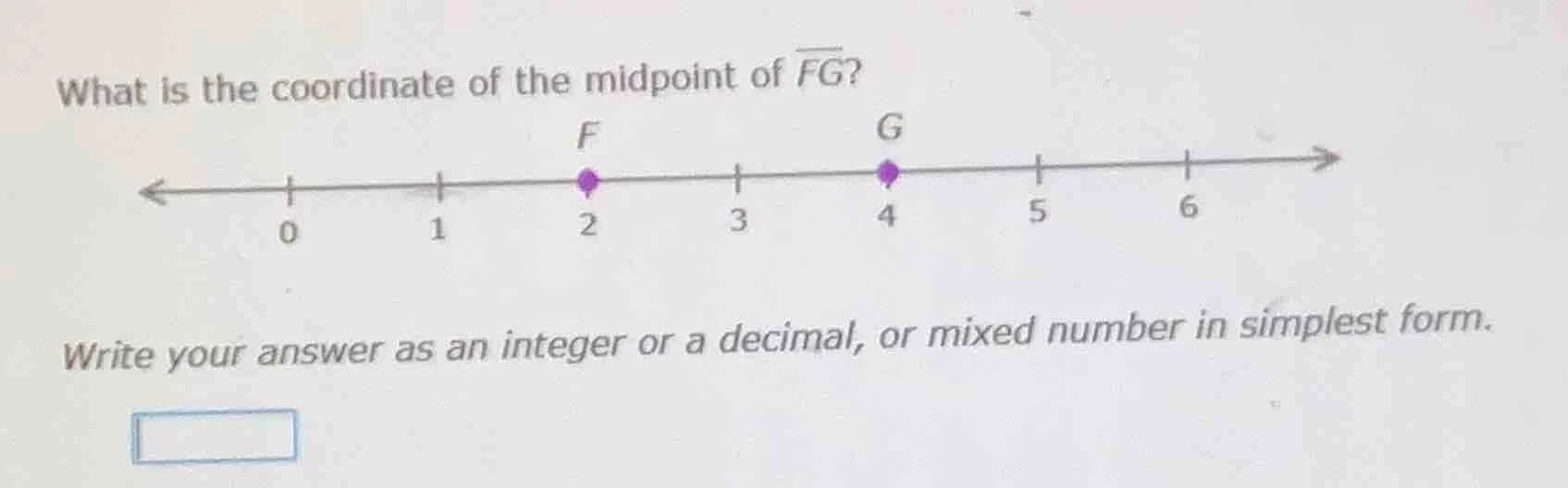 what is the coordinate of the midpoint of (overline{fg})? write your an…